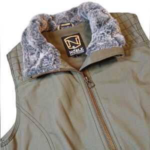 Noble Outfitters‎ Women's Lined Vest Small Olive Green Faux Fur Neck
